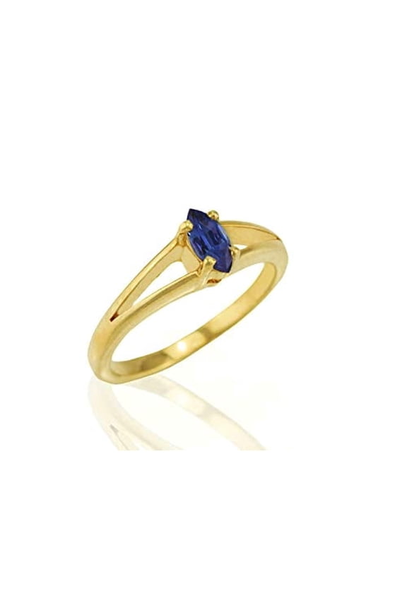 1ct Natural Blue Sapphire Split Shank Solitaire Ring 100% 14k SOLID Yellow Gold