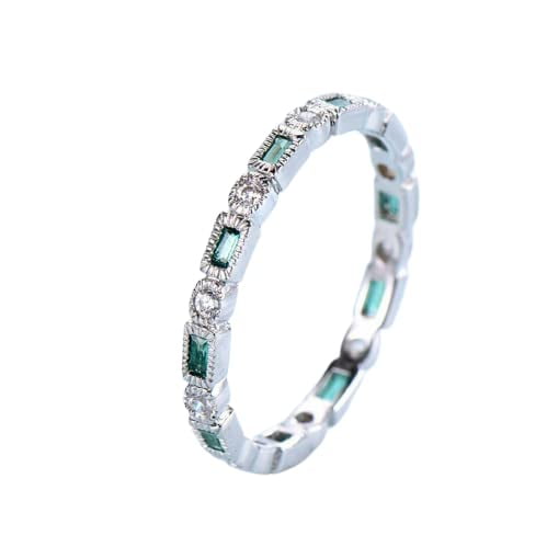 HeartsAndYou 1ct Natural Emerald & Diamond Stackable Eternity Women Band 14k SOLID White Gold