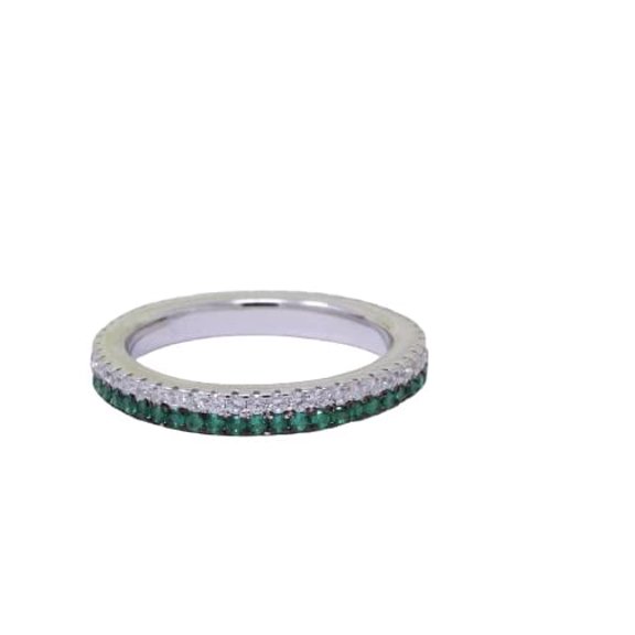 HeartsAndYou 1ct Natural Emerald Diamond Wed Band Dual Row Full Eternity 14k SOLID White Gold