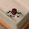 thumbnail image 1 of HeartsAndYou 1ct Natural Garnet Diamond Solitaire Round Wavy Accent Ring 14k SOLID White Gold, 1 of 8