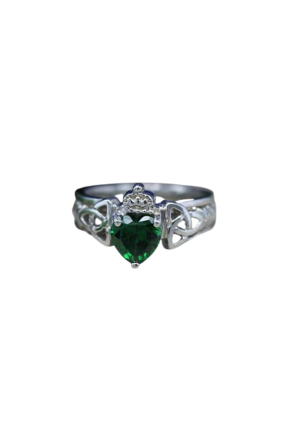 1ct Natural Green Emerald Engagement Ring Celtic Trinity 14k SOLID White Gold