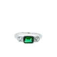 thumbnail image 1 of HeartsAndYou 1ct Natural Green Emerald Moissanite Three Stone Women Ring 14k SOLID White Gold, 1 of 9