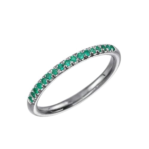 HeartsAndYou 1ct Natural Green Emerald Wedding Band Ring Half Eternity 14k SOLID White Gold