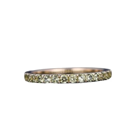 HeartsAndYou 1ct Natural Green Peridot Full Eternity Wedding Band Ring 14k SOLID Rose Gold