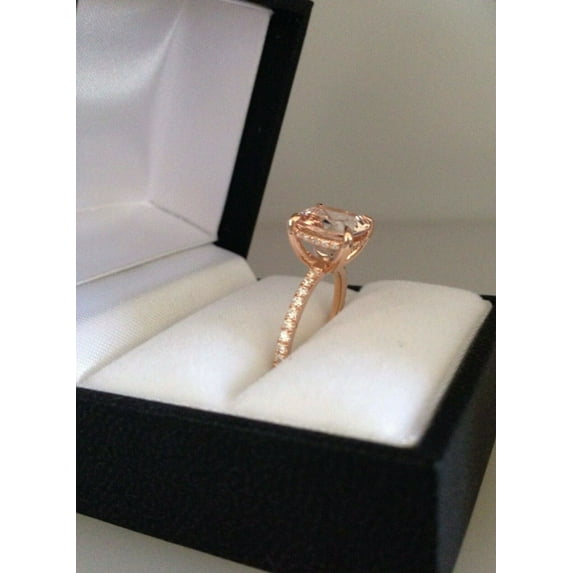 HeartsAndYou 1ct Natural Morganite & Diamond Engagement Ring Hidden Halo 14k SOLID Rose Gold