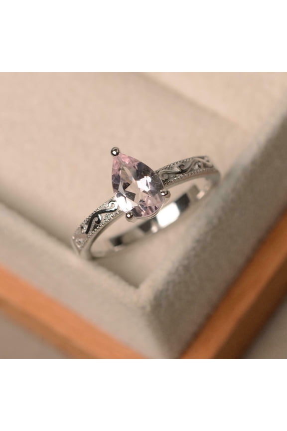1ct Natural Peach Morganite Filigree Vintage-Inspired Ring 14k SOLID White Gold