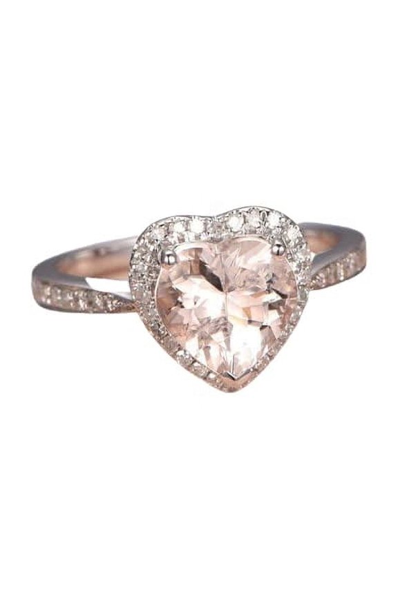1ct Natural Peach Morganite GF Proposal Engagement Ring 14k SOLID White Gold
