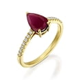 thumbnail image 1 of HeartsAndYou 1ct Natural Pink Ruby Accents Solitaire Engagement Ring 14k SOLID Yellow Gold, 1 of 5