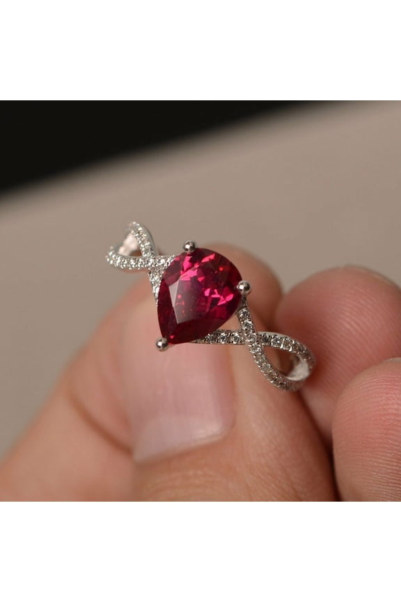 1ct Natural Pink Ruby Infinity Solitaire Engagement Ring 14k SOLID White Gold