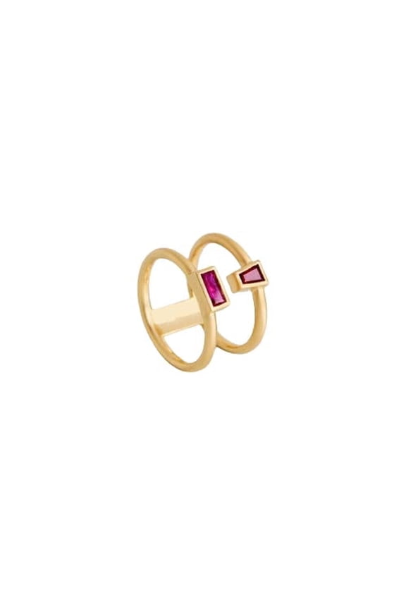 1ct Natural Pink Ruby Split Band Dual Engagement Ring 100% 14k SOLID Yellow Gold
