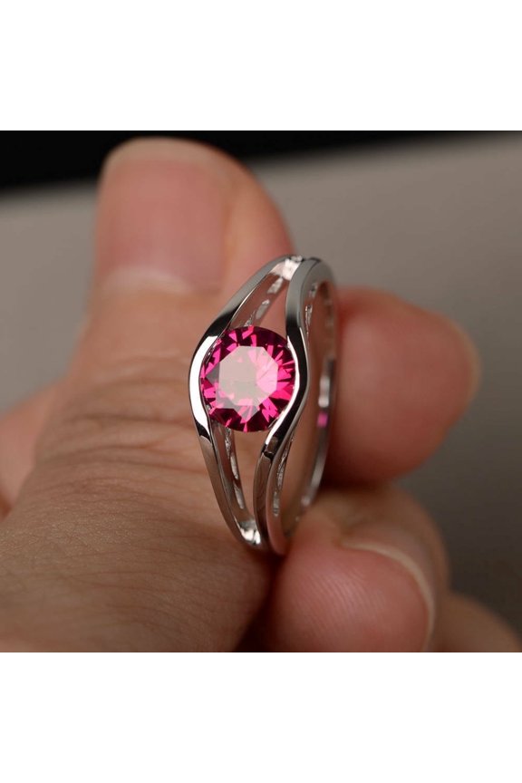 1ct Natural Pink Ruby Split Shank Promise Engagement Ring 14k SOLID White Gold