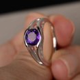 thumbnail image 1 of HeartsAndYou 1ct Natural Purple Amethyst Split Shank Engagement Ring 14k SOLID White Gold, 1 of 8