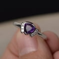 thumbnail image 1 of HeartsAndYou 1ct Natural Purple Amethyst Unique Design Engagement Ring 14k SOLID White Gold, 1 of 8