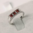 thumbnail image 1 of HeartsAndYou 1ct Natural Red Garnet Wedding Band Trilogy Stackable 100% 14k SOLID White Gold, 1 of 8