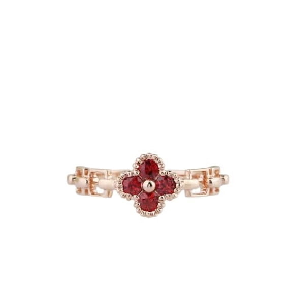 HeartsAndYou 1ct Natural Round Red Garnet Ring Open Link Shank Floral 14k SOLID Rose Gold