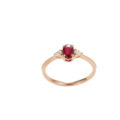 HeartsAndYou 1ct Natural Ruby Diamond Engagement Ring Pear Accent Trilogy 14k SOLID Rose Gold