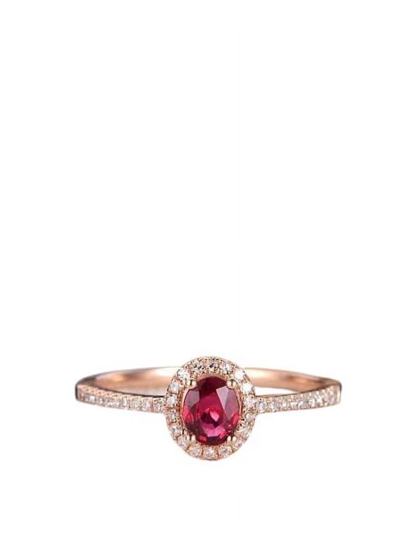 1ct Natural Ruby & Diamond Ring Halo Solitaire 100% REAL 14k SOLID Rose Gold