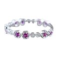 thumbnail image 1 of HeartsAndYou 1ct Natural Ruby & Diamond Wedding Band Hexagon Stackable 14k SOLID White Gold, 1 of 9