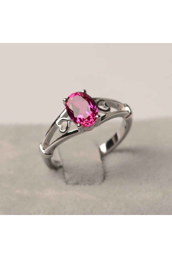 1ct Natural Ruby Ring Open Heart Shank Solitaire 100% REAL 14k SOLID White Gold