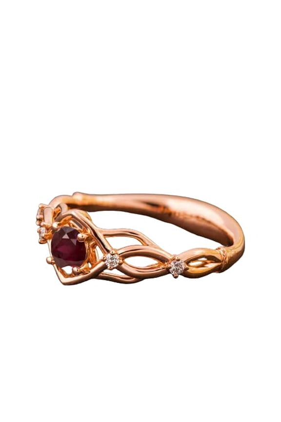 1ct Natural Ruby Split Open Band Solitaire Accent Ring 100% 14k SOLID Rose Gold