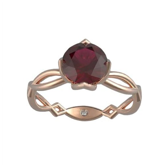 HeartsAndYou 1ct Natural Ruby Split Shank Open Floral Solitaire Ring 100% 14k SOLID Rose Gold