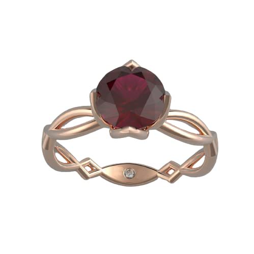 HeartsAndYou 1ct Natural Ruby Split Shank Open Floral Solitaire Ring 100% 14k SOLID Rose Gold