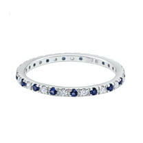 HeartsAndYou 1ct Natural Sapphire & Diamond Alternate Eternity Band 100% 14k SOLID White Gold