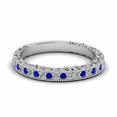 thumbnail image 1 of HeartsAndYou 1ct Natural Sapphire Stylish Half Eternity Wedding Band 14k SOLID White Gold, 1 of 9