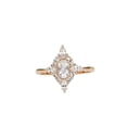 thumbnail image 1 of HeartsAndYou 1ct Oval Cut Moissanite Accent Cluster Halo Engagement Ring for Women 18k Rose Gold Over Silver, 1 of 7