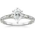 thumbnail image 1 of HeartsAndYou 1ct Pear Cut Moissanite Engagement Ring for Women 18k White Gold Over Silver Vintage Inspired Solitaire, 1 of 5