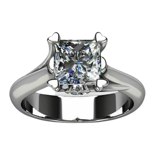 HeartsAndYou 1ct Princess Cut Moissanite Heart Shape Prong Engagement Ring for Women 18k White Gold Over Silver