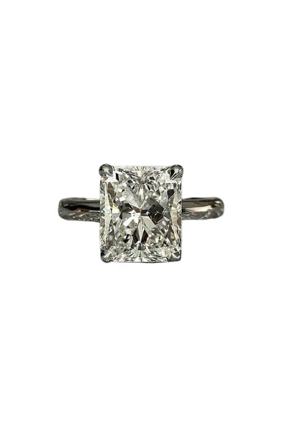 1ct Radiant Cut Moissanite Classic Solitaire Engagement Ring for Women 18k White Gold Over Silver Stylish