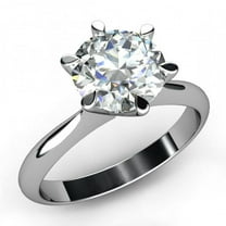 HeartsAndYou 1ct Round Cut Moissanite 6 Claw Prongs Engagement Ring for Women 18k White Gold Over Silver