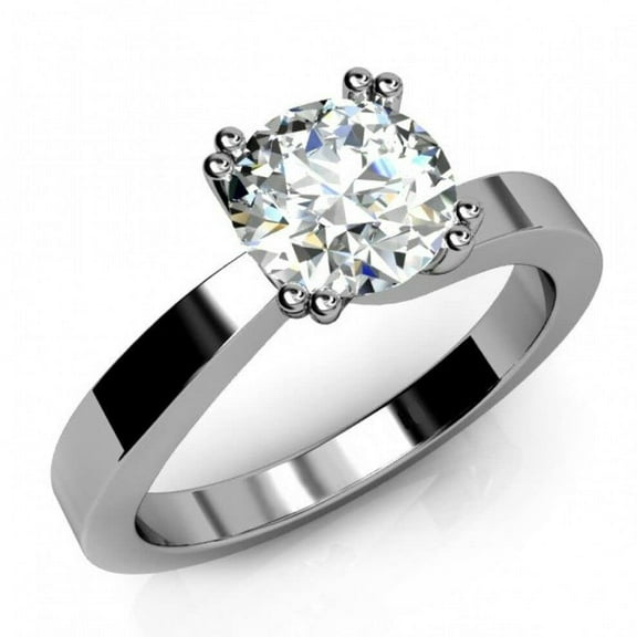 HeartsAndYou 1ct Round Cut Moissanite Double Claw Solitaire Ring 18k White Gold Over Silver