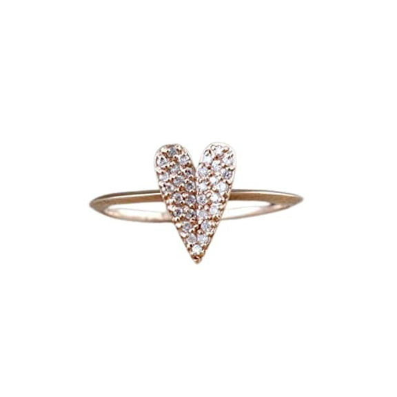 HeartsAndYou 1ct Round Cut Moissanite Engagement Ring for Women 18k Rose Gold Over Silver Heart Shape Solitaire