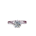 thumbnail image 1 of HeartsAndYou 1ct Round Cut Moissanite Engagement Ring for Women 18k White Gold Over Silver Snowflake Shape Design, 1 of 9