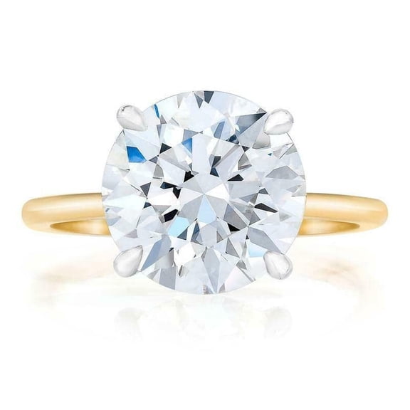 HeartsAndYou 1ct Round Cut Moissanite Engagement Ring for Women 18k Yellow Gold Over Silver Solitaire Women