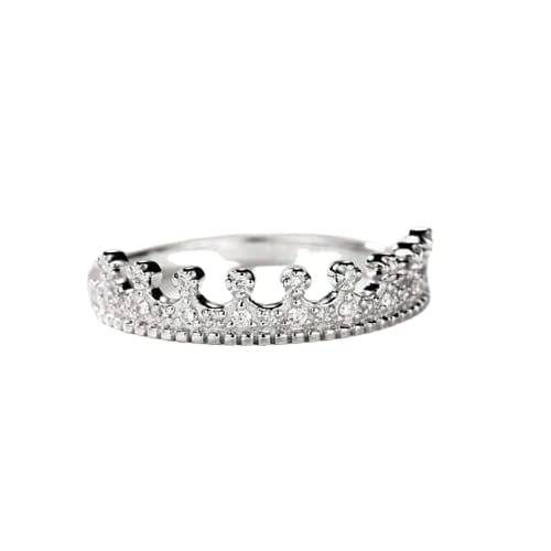 HeartsAndYou 1ct Round Cut Moissanite Engagement Ring for Women Princess Crown Tiara 18k White Gold Over Silver