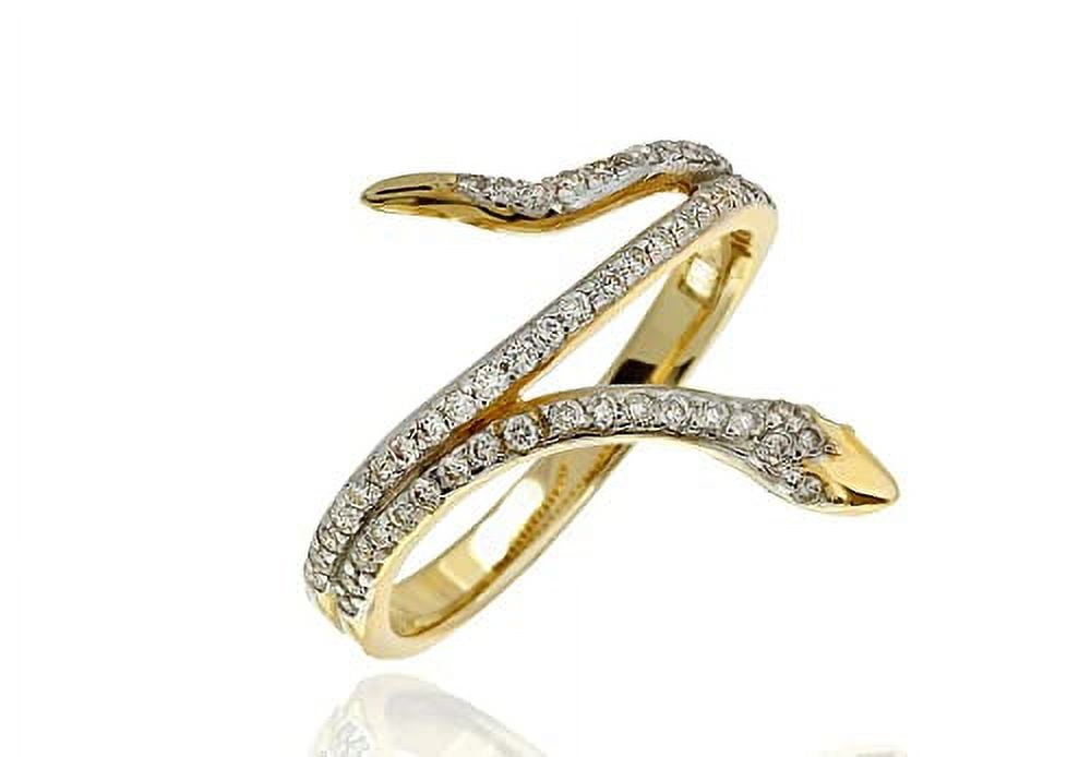 HeartsAndYou 1ct Round Cut Moissanite Engagement Ring for Women Snake Design Statement 18k Yellow Gold Over Silver