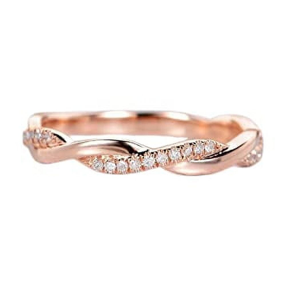 HeartsAndYou 1ct Round Cut Moissanite Engagement Ring for Women Twisted Rope Infinity 18k Rose Gold Over Silver