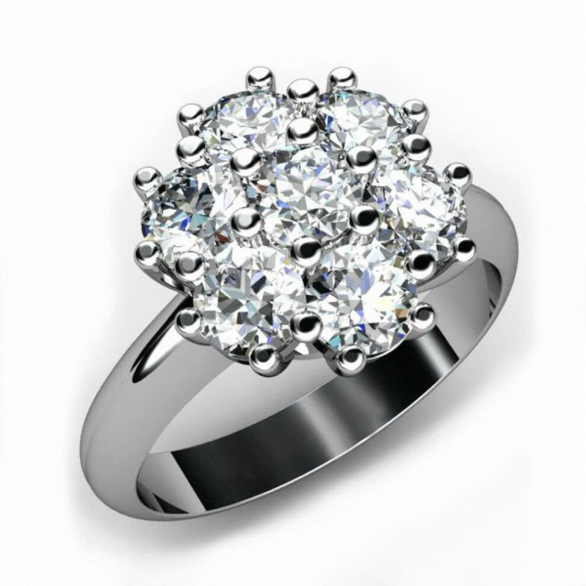 HeartsAndYou 1ct Round Cut Moissanite Flower Cluster Engagement Ring for Women 18k White Gold Over Silver
