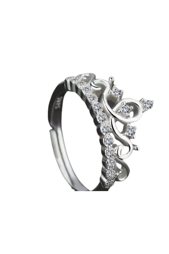 1ct Round Cut Moissanite Royal Queens Crown Engagement Ring for Women 18k White Gold Over Silver