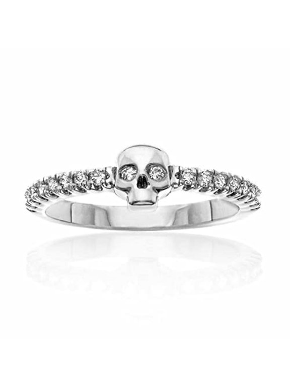 1ct Round Cut Moissanite Skull Skeleton Gothic Ring 18k White Gold Over Silver