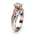 thumbnail image 1 of HeartsAndYou 1ct Round Moissanite Engagement Ring for Women 18k White Gold Over Silver Unique Filigree Vintage Inspired, 1 of 9