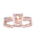 thumbnail image 1 of HeartsAndYou 2.09ct Natural Peach Morganite Bridal Set Ring 14k SOLID Rose Gold Valentine, 1 of 9