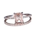 thumbnail image 1 of HeartsAndYou 2.1ct Natural Peach Morganite Bridal Set Engagement Ring 14k SOLID White Gold, 1 of 9