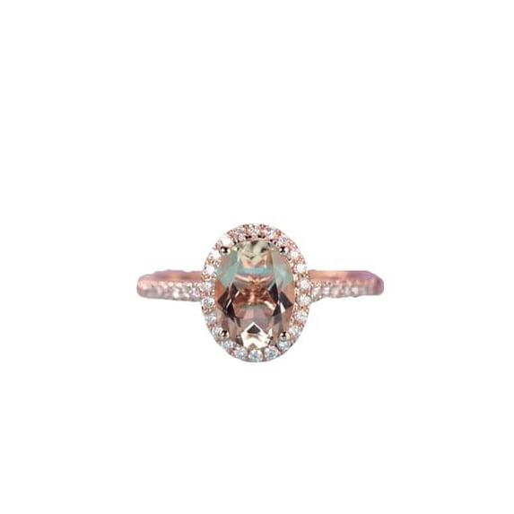 HeartsAndYou 2.1ct Natural Peach Morganite Halo Trendy Engagement Ring 14k SOLID Rose Gold