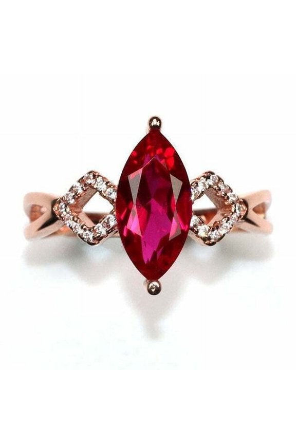 2.1ct Natural Ruby & Diamond Engage Ring Infinity Split Band 14k SOLID Rose Gold