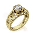thumbnail image 1 of HeartsAndYou 2.1ct Round Cut Moissanite Engagement Ring for Women 18k Yellow Gold over Silver Filigree Braided, 1 of 6