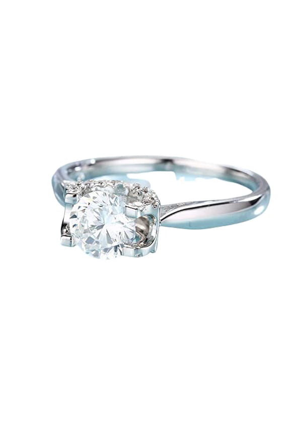 2.1ct Round Moissanite Unique Tension Setting Solitaire Ring 18k White Gold over Silver Stylish